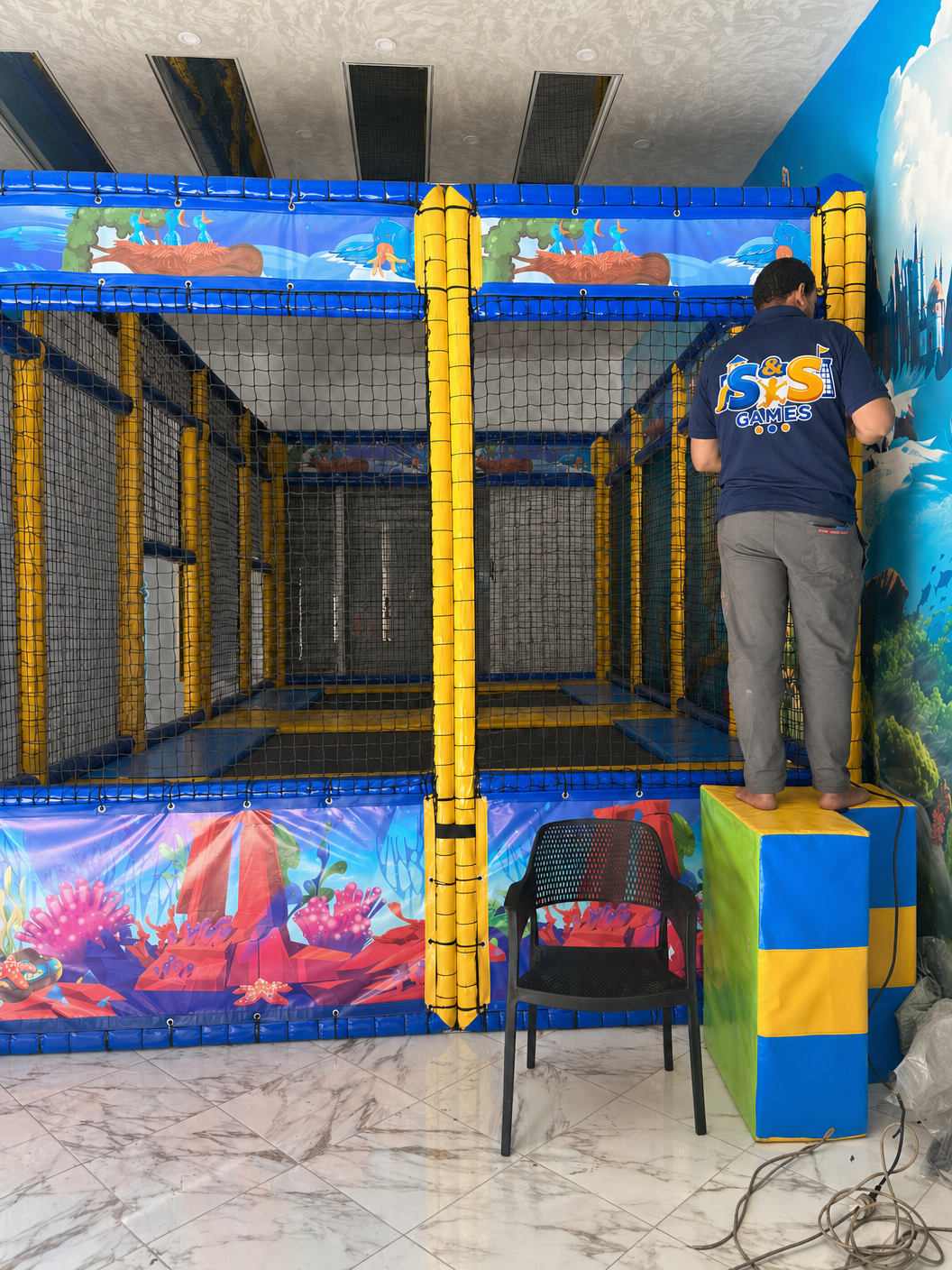 Montage du trampoline park